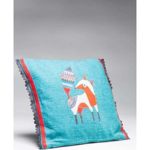 Modrý polštář s bavlněným povlakem Kare Design Foxy, 40 x 40 cm