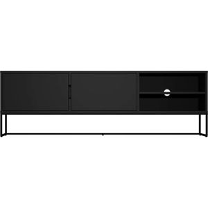 Černý TV stolek s kovovými nohami Tenzo Lipp, šířka 176 cm