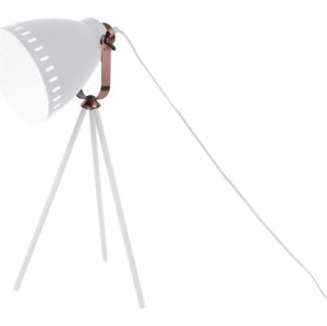 Bílá stolní lampa s detaily v měděné barvě Leitmotiv Mingle