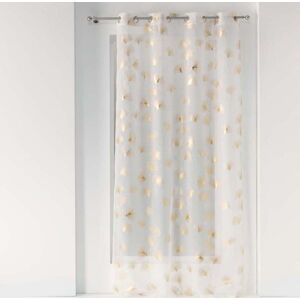 Voálová záclona v bílé a zlaté barvě 140x240 cm Ginkgold – douceur d'intérieur
