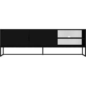 Černý TV stolek s kovovými nohami Tenzo Lipp, šířka 176 cm