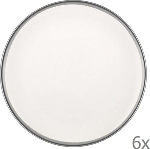 Sada 6 bílých porcelánových dezertních talířů Mia Halos Silver, ⌀ 19 cm
