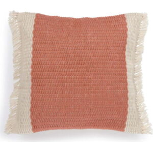 Oranžovo-bílý povlak na polštář z recyklovaného plastu Kave Home Isaura, 45 x 45 cm