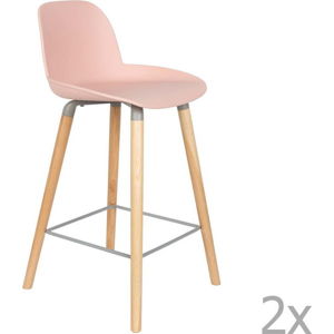 Sada 2 růžových barových židlí Zuiver Albert Kuip, výška sedu 65 cm