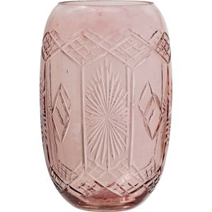 Růžová skleněná váza Bloomingville Ornaments