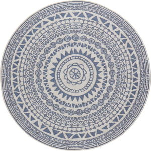 Modro-krémový venkovní koberec Bougari Coron, ø 140 cm