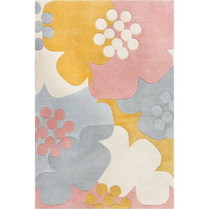 Šedo-žlutý koberec Flair Rugs Retro Floral, 160 x 230 cm