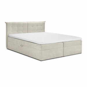 Béžová boxspring postel s úložným prostorem 140x200 cm Echaveria – Mazzini Beds