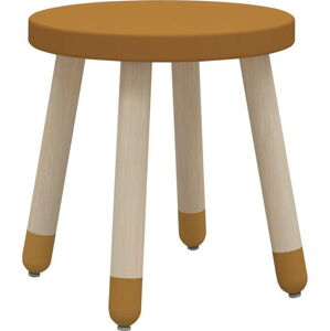 Dětská stolička v hořčicové barvě Flexa Dots, ø 30 cm