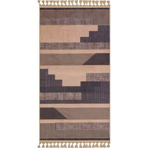Hnědo-béžový pratelný koberec běhoun 300x100 cm - Vitaus