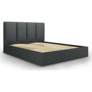 Tmavě šedá čalouněná dvoulůžková postel s úložným prostorem s roštem 140x200 cm Juniper – Mazzini Beds