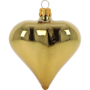 Sada 3 skleněných vánočních ozdob ve tvaru srdce ve zlaté barvě Ego Dekor