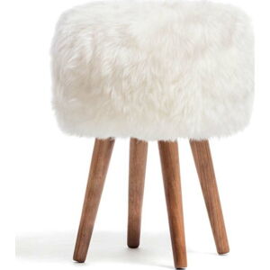 Stolička s bílým sedákem z ovčí kožešiny Royal Dream, ⌀ 30 cm