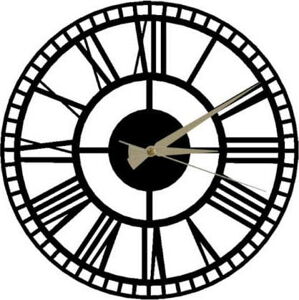 Černé nástěnné hodiny Roman Clock 2, ⌀ 50 cm