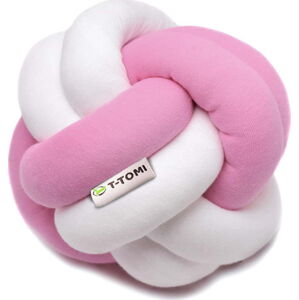 Růžovo-bílý bavlněný pletený míč T-TOMI, ø 20 cm