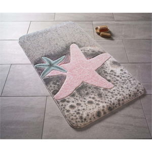 Vzorovaná růžová předložka do koupelny Confetti Bathmats Starfish, 80 x 140 cm
