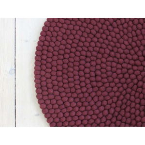 Tmavě višňový kuličkový vlněný koberec Wooldot Ball Rugs, ⌀ 90 cm