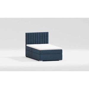 Tmavě modrá čalouněná jednolůžková postel s úložným prostorem s roštem 90x200 cm Bunny – Ropez