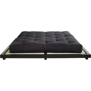 Dvoulůžková postel z borovicového dřeva s matrací a tatami Karup Design Dock Double Latex Black/Black, 180 x 200 cm