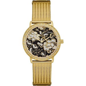 Dámské hodinky ve zlaté barvě s páskem z nerezové oceli Guess W0822L2