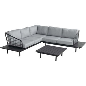 Černo-šedý hliníkový zahradní lounge set pro 4 Capri – Hartman