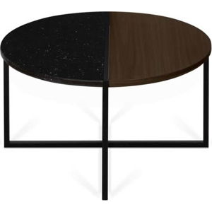 Konfereční stolek s deskou z ořechového dřeva a mramoru TemaHome Sonata, ø 80 cm