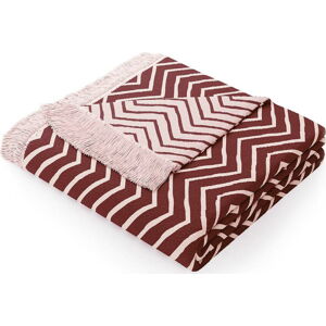 Růžovo-fialová deka s příměsí bavlny AmeliaHome Twisty, 150 x 200 cm