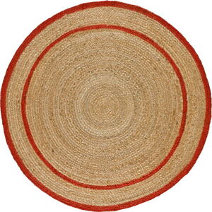 Červeno-přírodní barvě kulatý koberec ø 90 cm Mahon – Universal