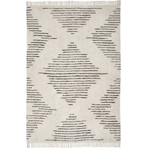 Béžovo-černý ručně tkaný bavlněný koberec Westwing Collection Fini, 160 x 230 cm