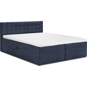 Tmavě modrá boxspring postel s úložným prostorem 140x200 cm Jade – Mazzini Beds