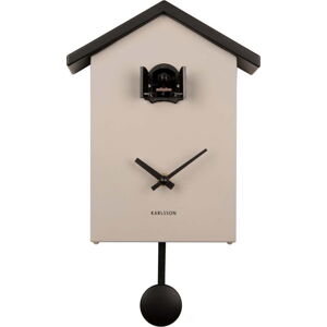Černo-béžové kyvadlové hodiny Karlsson Cuckoo, 25 x 20 cm