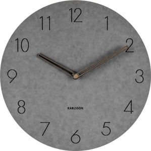 Šedé nástěnné dřevěné hodiny Karlsson Dura, ⌀ 29 cm