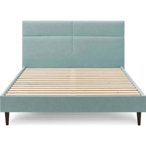 Tyrkysová čalouněná dvoulůžková postel s roštem 180x200 cm Elyna – Bobochic Paris