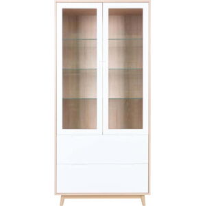 Bílá vitrína v dekoru borovice 45x195 cm Copenhagen - House Nordic