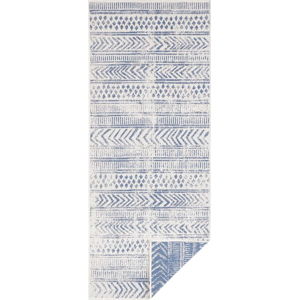 Modro-krémový venkovní koberec Bougari Biri, 80 x 350 cm