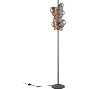 Stojací lampa se skleněným stínidlem v šedo-zlaté barvě (výška 155 cm) Bubble – Trio Select