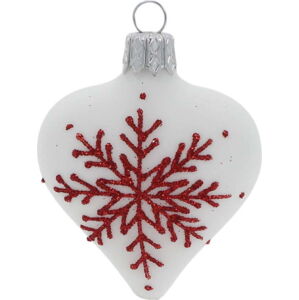 Sada 4 bílých skleněných vánočních ozdob ve tvaru srdce Ego Dekor