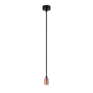 Černé zásvěsné svítidlo bez stínidla s objímkou v měděné barvě Bulb Attack Uno