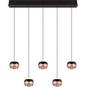LED závěsné svítidlo s kovovým stínidlem v černo-měděné barvě Orbit – Trio Select