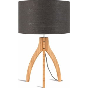 Stolní lampa s tmavě šedým stínidlem a konstrukcí z bambusu Good&Mojo Annapurna