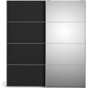 Černá šatní skříň se zrcadlem Tvilum Verona, 182 x 202 cm