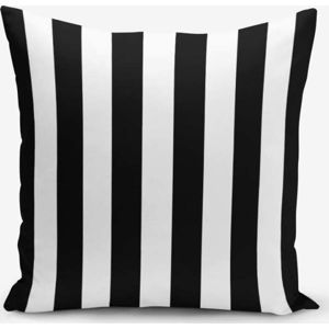 Černo-bílý povlak na polštář s příměsí bavlny Minimalist Cushion Covers Black White Striped, 45 x 45 cm