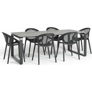 Zahradní jídelní set pro 6 osob s černou židlí Joanna a stolem Strong, 210 x 100 cm