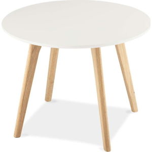 Bílý konferenční stolek s nohami z dubového dřeva Furnhouse Life, Ø 60 cm