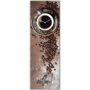 Skleněné nástěnné hodiny Styler First Coffee, 20 x 60 cm