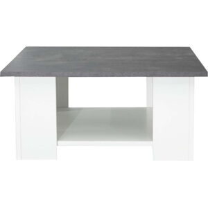 Bílý konferenční stolek s deskou v dekoru betonu 67x67 cm Square - TemaHome France