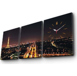 Nástěnné obrazové hodiny Paříž, 96 x 40 cm