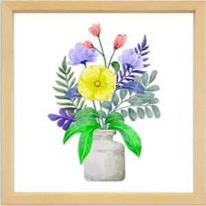 Skleněný obraz ve dřevěném rámu Vavien Artwork Flowers, 32 x 32 cm