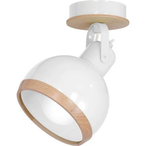 Bílé nástěnné svítidlo s dřevěnými detaily Oval
