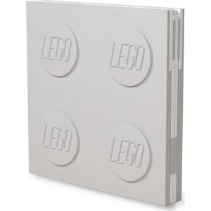 Světle šedý čtvercový zápisník s gelovým perem LEGO®, 15,9 x 15,9 cm